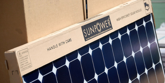 sunpower solar panel in packaging