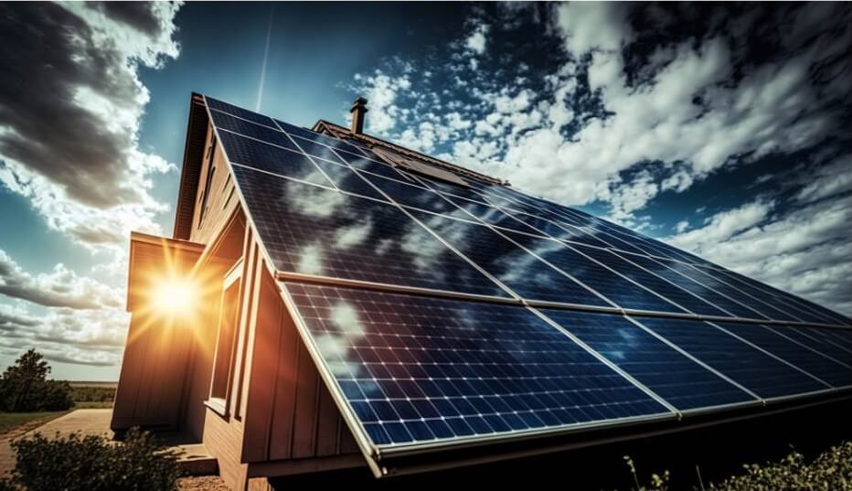 solar array of roof of house